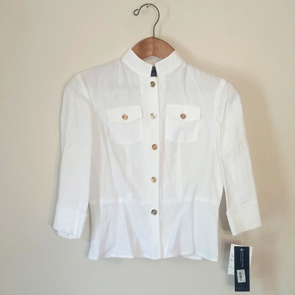 Jones New York White Button-Down with Gold Jones New York Buttons